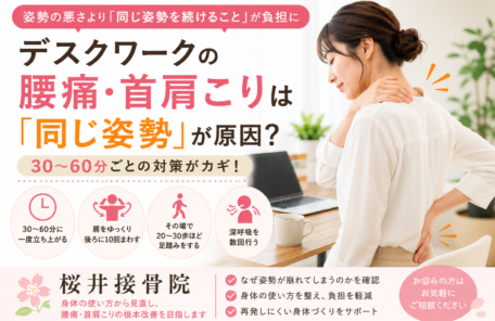 デスクワークの腰痛・首肩こりは「同じ姿勢」が原因？30〜60分ごとの対策